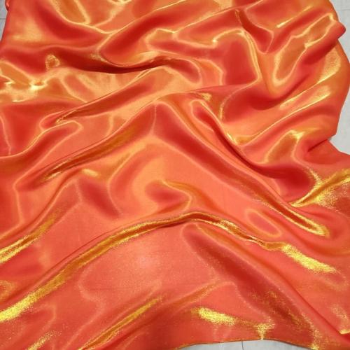 礼服丝绸人鱼姬渐变色幻彩绸缎婚服布料连衣裙汉服面料烫金背景