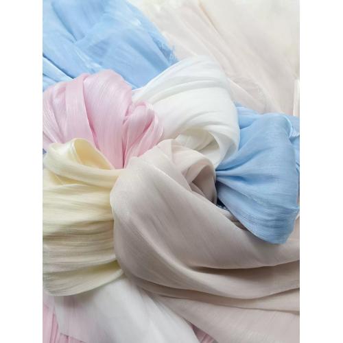 浮光皱欧根纱面料柔顺闪光设计师汉服裙子布料手工DIY褶皱肌理薄